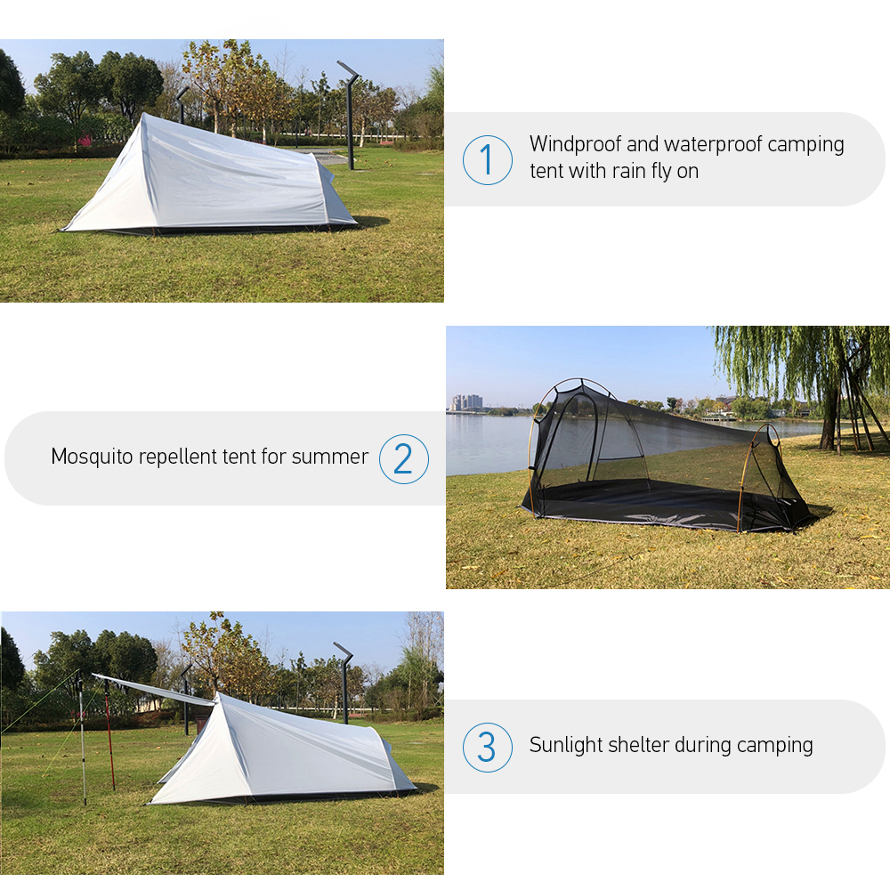 Cheap Goat Tents Ultralight Dual Layer Waterproof Sleeping Bag Tent 2 Person Outdoor Camping Tent Aluminum Pole Tourist Tent Hiking Backpack Tent   